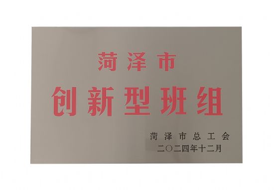 点击查看详细信息<br>标题：祝贺本公司荣获：菏泽市创新型班组 阅读次数：46